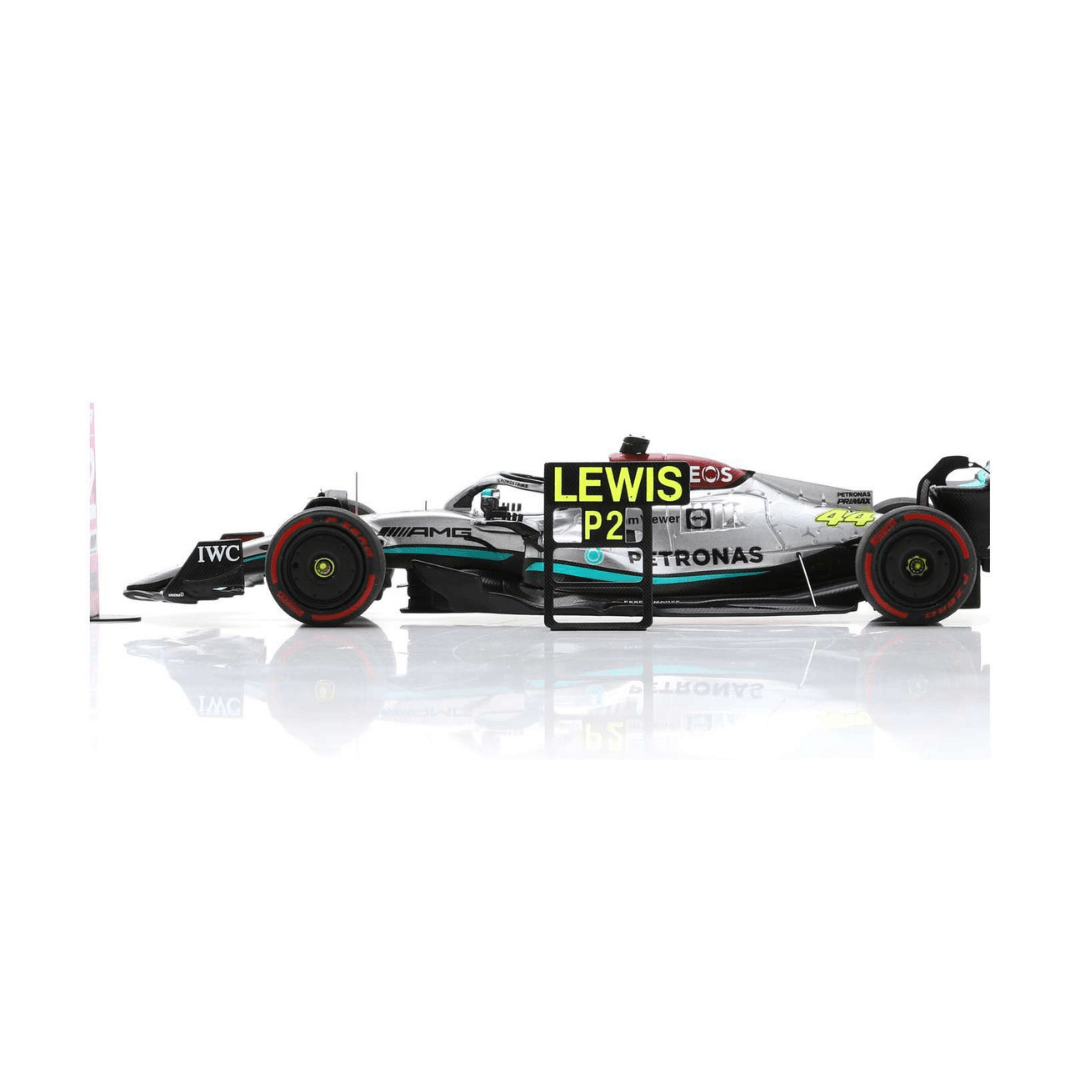 Mercedes W13E | Lewis Hamilton 2ND Brazilian Grand Prix 2022 - Model Car With Pit Board & Number Board - Spark Models