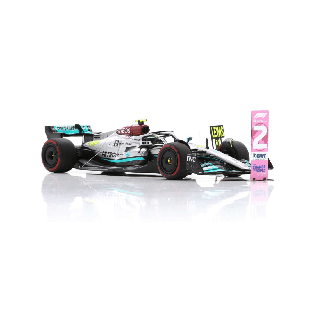 Mercedes W13E | Lewis Hamilton 2ND Brazilian Grand Prix 2022 - Model Car With Pit Board & Number Board - Spark Models