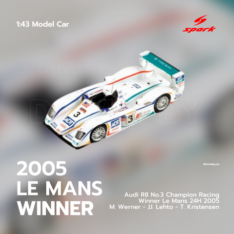 Audi R8 No.3 Champion Racing Winner Le Mans 24H 2005 - Heritage Spark Model Car