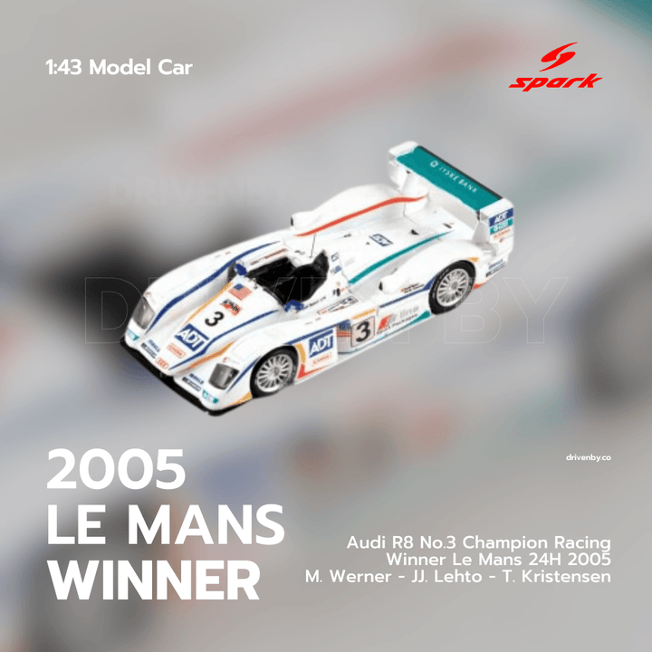 Audi R8 No.3 Champion Racing Winner Le Mans 24H 2005 - Heritage Spark Model Car