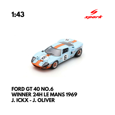 Ford GT40 Car No.6 1969 24h Le Mans Winner Model Car 1:43