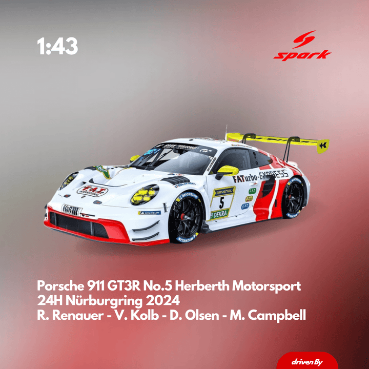 Porsche 911 GT3 R (992) No.5 Herberth Motorsport 24H Nürburgring 2024 - 1:43 Spark Model Car