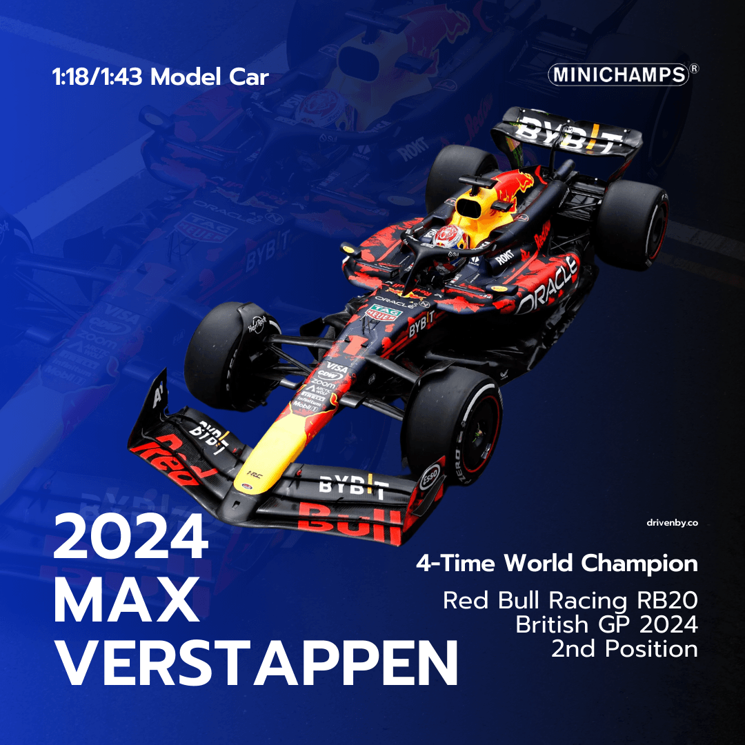 Max Verstappen British GP 2024 2nd Position Red Bull Racing RB20 Model Car - Minichamps
