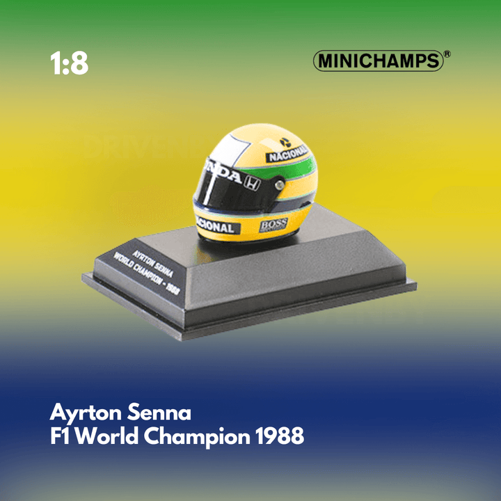 Ayrton Senna F1 World Champion 1988 Model Helmet - Minichamps 1:8 Model Helmet