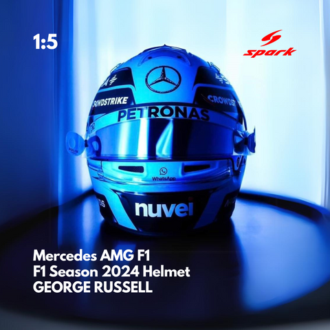 Casque George Russell Mercedes-AMG 2024 - Spark 5HF146 - Échelle 1/5 - Résine - NEUF
