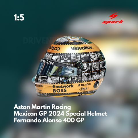 Fernando Alonso 400GP - Aston Martin Racing Mexican GP 2024 Helmet - 1/5 Proportion Mini Helmet