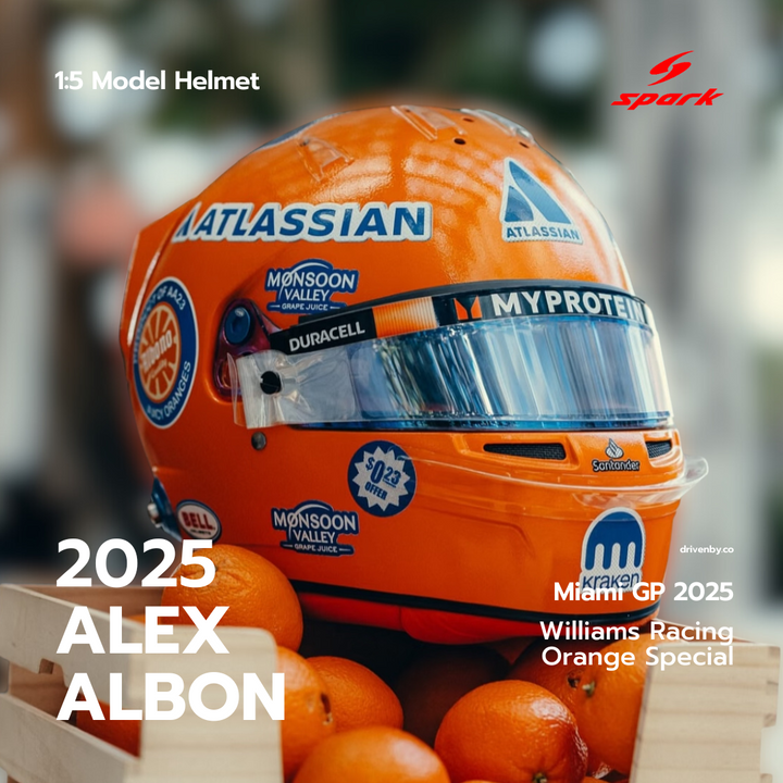 Alexander Albon Miami GP 2025 - Williams Racing - Spark 1:5 Helmet