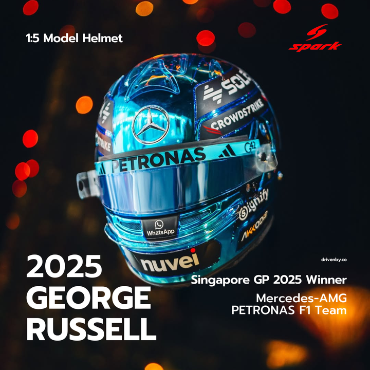 George Russell Winner Helmet Singpaore GP 2025 Mercedes-AMG PETRONAS F1 Team - Spark 1:5 Helmet
