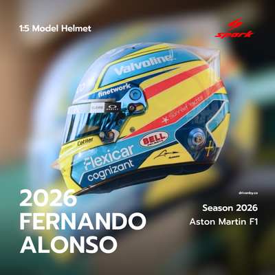 Fernando Alonso Helmet Season 2026 Aston Martin Aramco Formula One Team - Spark 1:5 Helmet