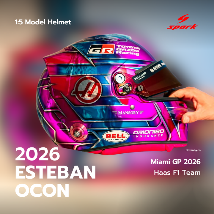 Esteban Ocon Helmet Miami GP 2026 TGR Haas F1 Team - Spark 1:5 Helmet