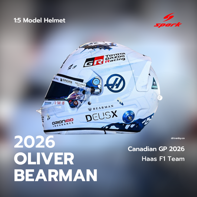 Oliver Bearman Helmet Canadian GP 2026 MoneyGram Haas F1 Team - Spark 1:5 Helmet