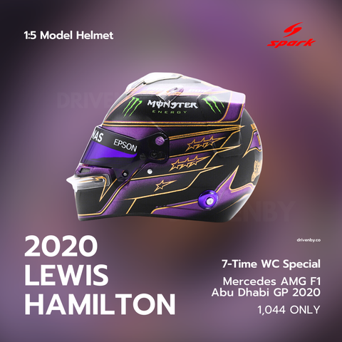 Lewis Hamilton - Mercedes AMG F1 Abu Dhabi 2020 Helmet Special Edition 7x World Champion - 1/5 Proportion Spark Mini Helmet