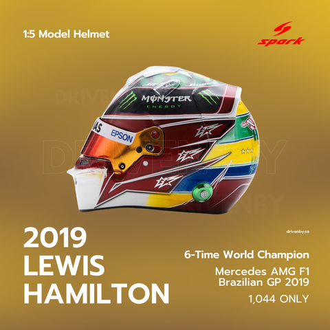 Lewis Hamilton - Brazilian GP 2019 Helmet Special Edition - 1/5 Proportion Spark Mini Helmet