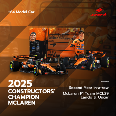Scale 1:64 - Lando Norris & Oscar Piastri McLaren MCL39 2025 Constructors' Champion Car Set - Spark 1:64 Model