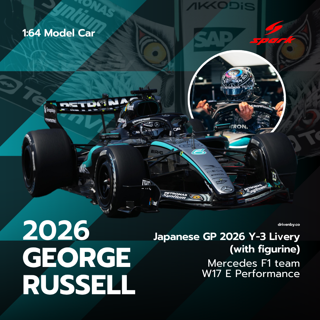 Scale 1:64 George Russell Japanese GP 2026 (Y-3 Livery With Figurine) Mercedes-AMG F1 Team W17 - Spark 1:64 Model Car