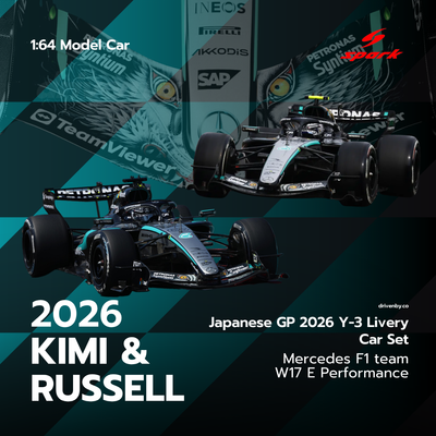 Scale 1:64 Kimi Antonelli George Russell Japanese GP 2026 Car Set Mercedes-AMG F1 Team W17 - Spark 1:64 Model Car