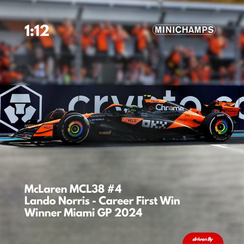 McLaren MCL38 #4 Lando Norris - Career First Win Winner Miami GP 2024 - Minichamps 1:12 Model Car