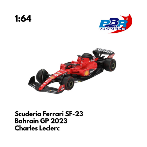 Scale 1:64 - Charles Leclerc 2023 Bahrain GP Ferrari SF23 Model Car - BBR | MiniGT