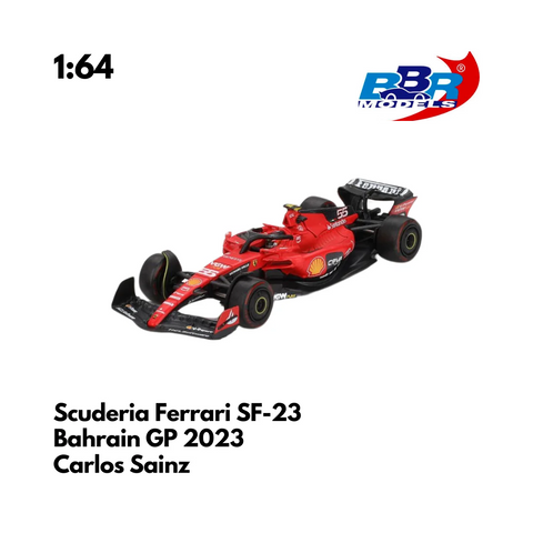 Scale 1:64 - Carlos Sainz 2023 Bahrain GP Ferrari SF23 Model Car - BBR | MiniGT