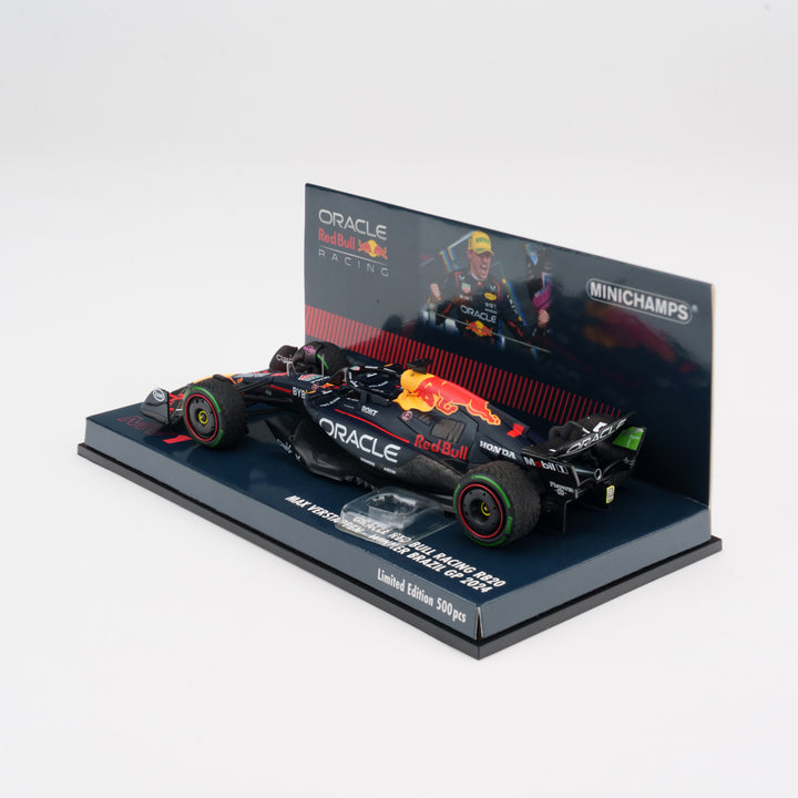 Max Verstappen Red Bull RB20 Winner Brazilian GP 2024 With Figurine &amp; Pitboards 1:43 Minichamps Model Car