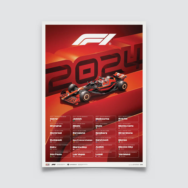 FORMULA 1® 2024 SEASON RACE CALENDAR Automobilist Poster – Driven By