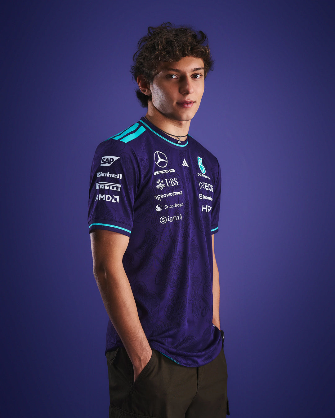 Mercedes-AMG F1 Team 2026 Singapore GP Vanda Bloom Authentic Driver Tee Purple