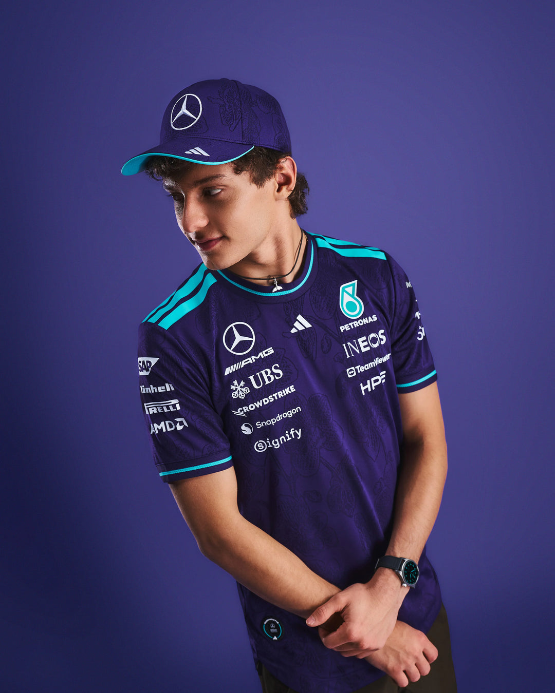 Mercedes-AMG F1 Team 2026 Singapore GP Vanda Bloom Authentic Driver Tee Purple