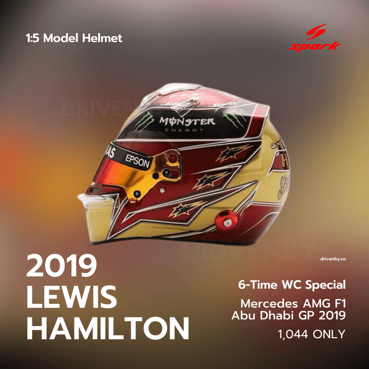 Lewis Hamilton - Mercedes AMG F1 Abu Dhabi 2019 Helmet Special Edition 6x World Champion - 1/5 Proportion Spark Mini Helmet
