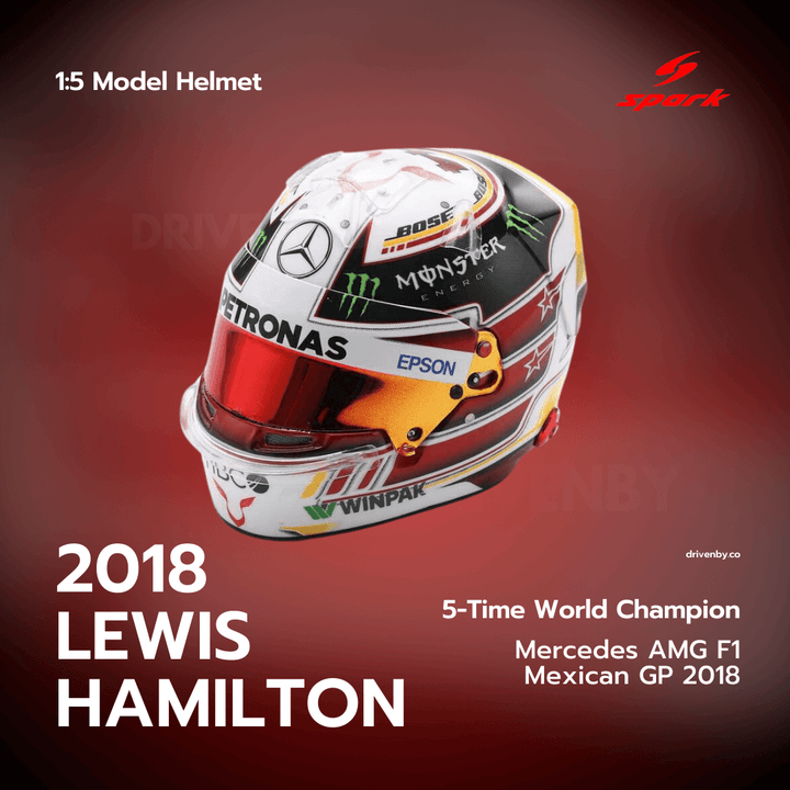 Lewis Hamilton - Mercedes AMG F1 Mexican GP 2018 5x World Champion  - 1/5 Proportion Spark Mini Helmet