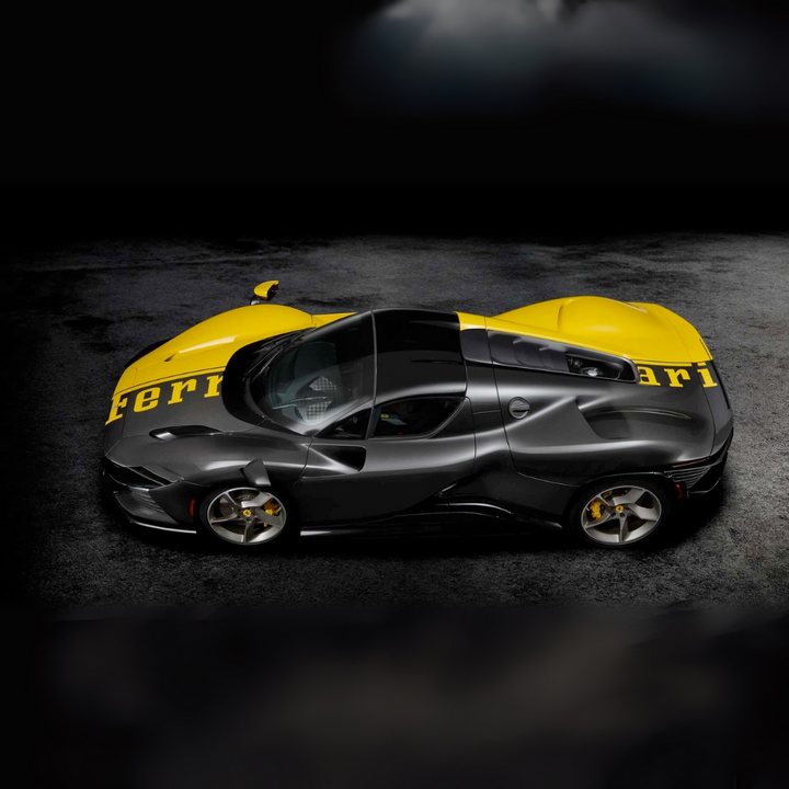 Ferrari Daytona SP3 Closed Roof - Giallo Modena / Shiny Carbon - Looksmart 1:43 Model Car