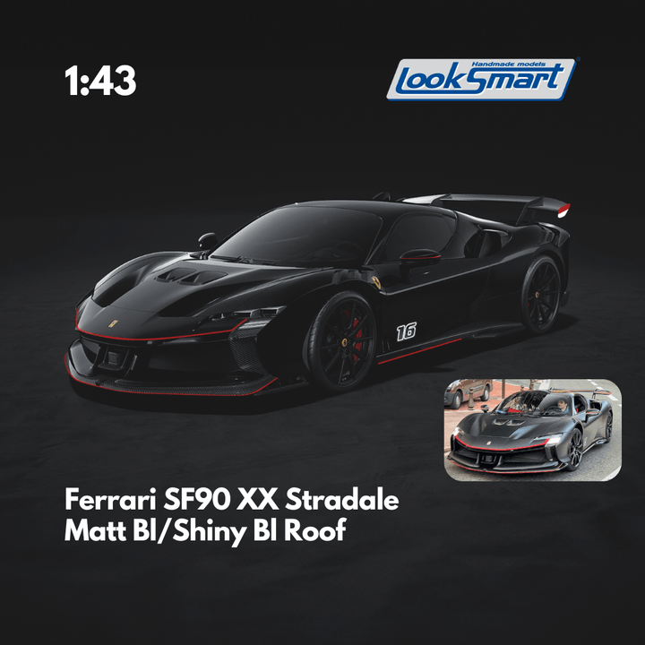 Looksmart Logo Ferrari SF90 XX Stradale Matt Bl/Shiny BI Roof - 1:43 Looksmart Model ...