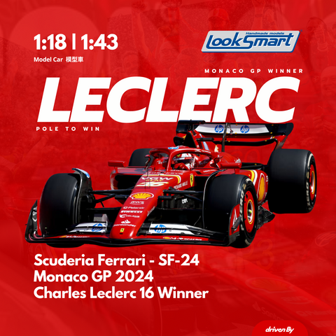 Scuderia Ferrari SF-24 Monaco GP 2024 Charles Leclerc Winner P1 - Looksmart F1 Model Car