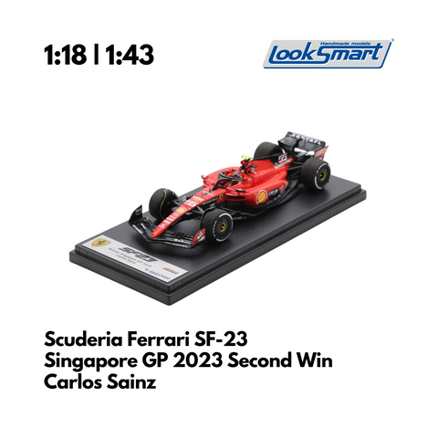 Scuderia Ferrari SF-23 Carlos Sainz Singapore GP 2023 F1 Looksmart Model Car - Second-Win