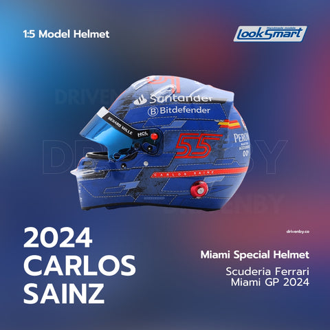 Carlos Sainz - Scuderia Ferrari Miami GP 2024 Helmet - 1/5 Proportion Looksmart Mini Helmet