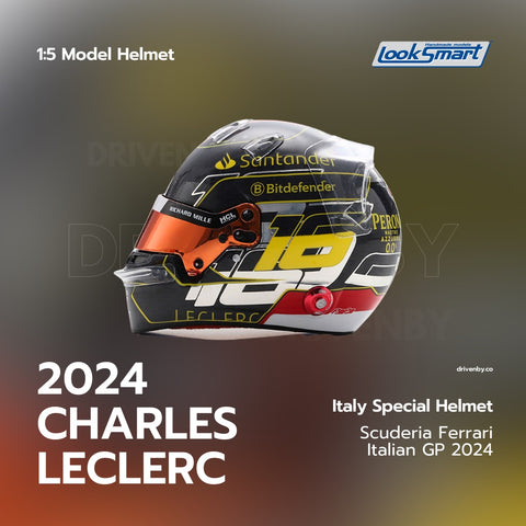 Charles Leclerc - Scuderia Ferrari Italian GP 2024 Helmet - 1/5 Proportion Looksmart Mini Helmet