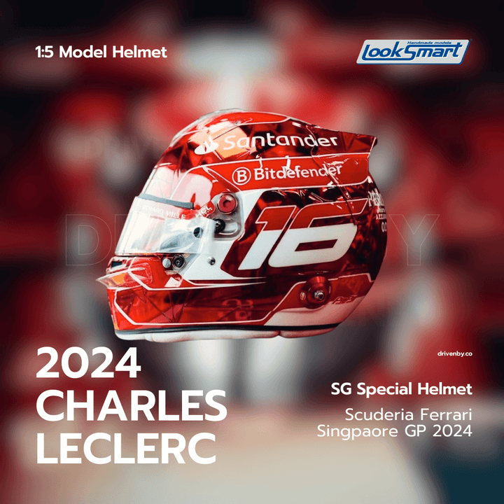 Charles Leclerc Helmet Scuderia Ferrari Singapore GP 2024 Helmet - Looksmart 1:5 Helmet