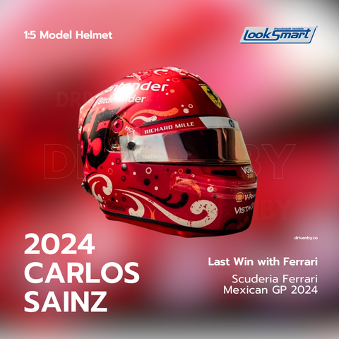 Carlos Sainz - Scuderia Ferrari Mexican GP 2024 Helmet - 1/5 Proportion Looksmart Mini Helmet