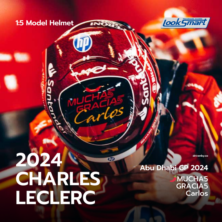 Charles Leclerc Helmet - Scuderia Ferrari Abu Dhabi GP 2024 Helmet - Looksmart 1:5 Mini Helmet