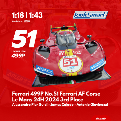 Ferrari 499P No.51 Ferrari AF Corse Le Mans 24H 2024 3rd Place - Model Car - Looksmart