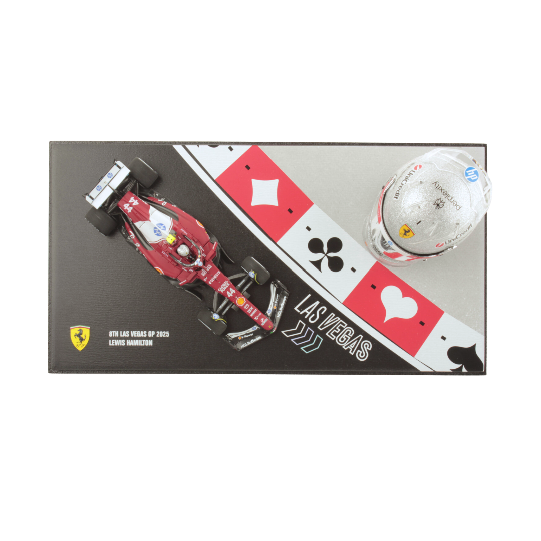 Lewis Hamilton Las Vegas GP 2025 Racing Set Scuderia Ferrari F1 - Looksmart Model Car &amp; Helmet