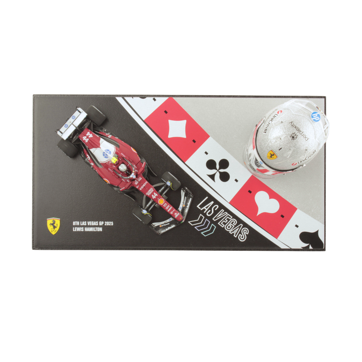 Lewis Hamilton Las Vegas GP 2025 Racing Set Scuderia Ferrari F1 - Looksmart Model Car &amp; Helmet