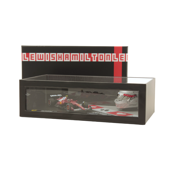 Lewis Hamilton Las Vegas GP 2025 Racing Set Scuderia Ferrari F1 - Looksmart Model Car &amp; Helmet