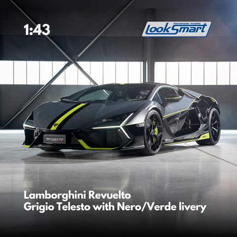 Lamborghini Revuelto Grigio Telesto with Nero/Verde livery - 1:43 Looksmart Model Car