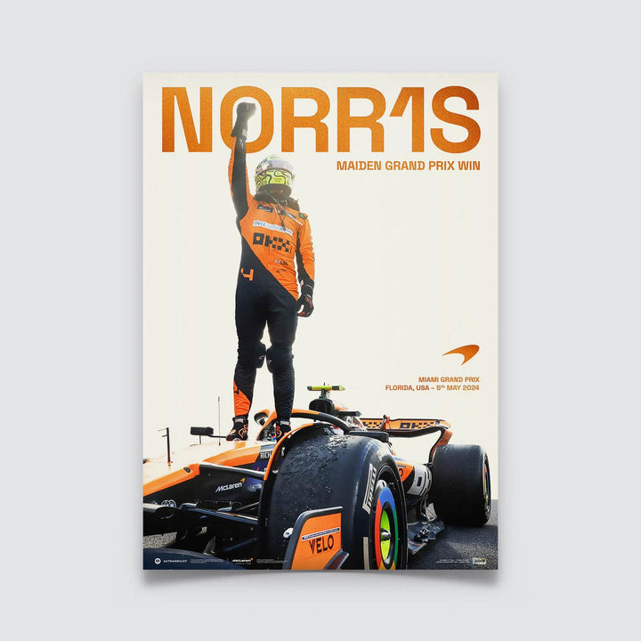 McLaren Formula 1 Team – Lando Norris - Maiden Grand Prix Win - Miami – 2024 Poster