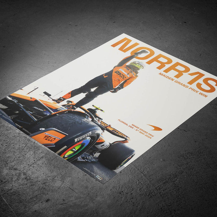 McLaren Formula 1 Team – Lando Norris - Maiden Grand Prix Win - Miami – 2024 Poster