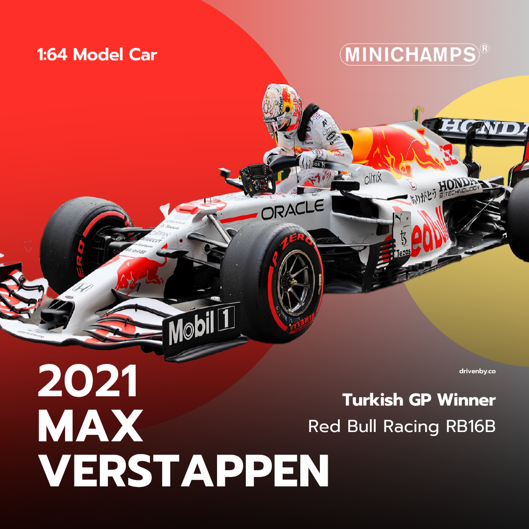 Scale 1:64 Max Verstappen Red Bull RB16B Turkish GP 2021 Winner with figurine - 1:64 Minichamps Model Car