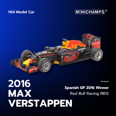 Scale 1:64 Max Verstappen Red Bull RB12 Spanish GP 2016 Winner - 1:64 Minichamps Model Car