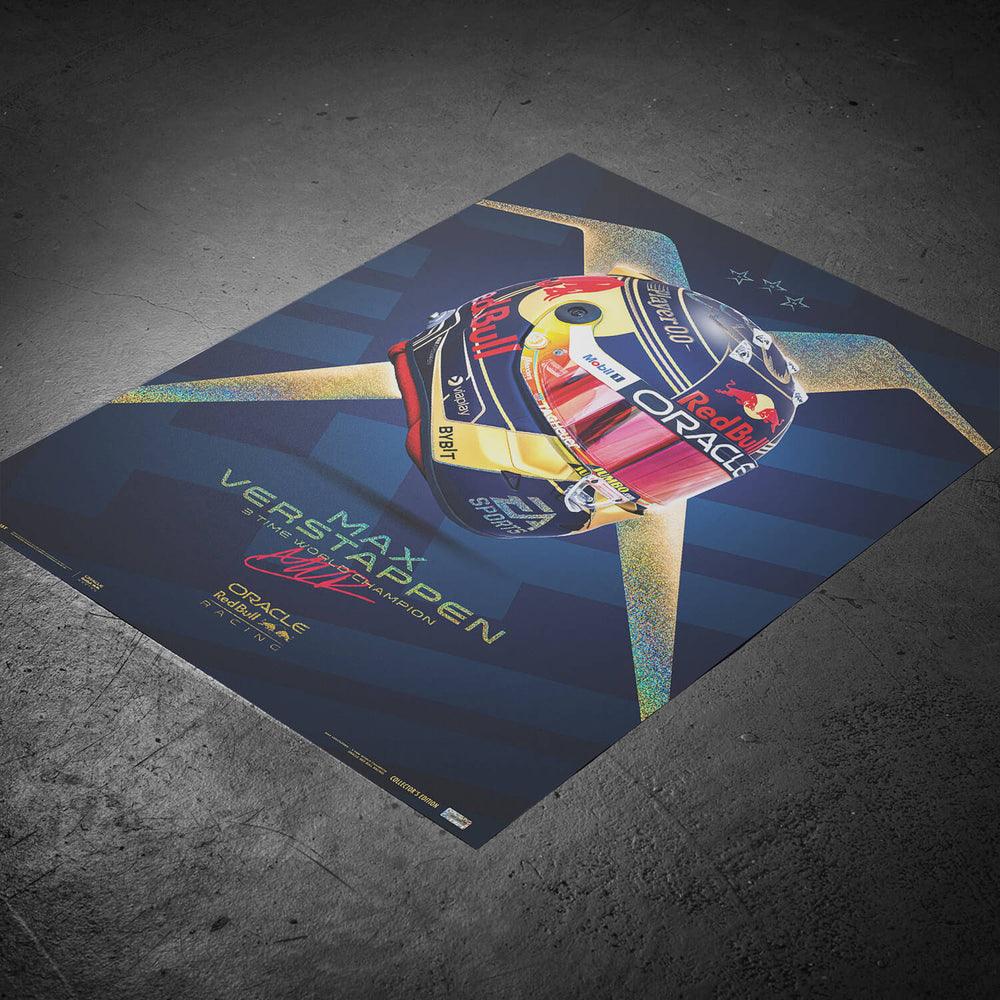 Oracle Red Bull Racing - Max Verstappen - Helmet - World Champion - 2023 Collector’s Edition Automobilist Poster