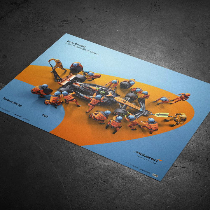 McLaren Formula 1 Team - 1.80 - World Record Fastest Pit Stop - Embossed 2023 Collector's Edition Automobilist Poster