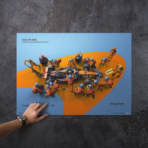 McLaren Formula 1 Team - 1.80 - World Record Fastest Pit Stop - Embossed 2023 Collector's Edition Automobilist Poster